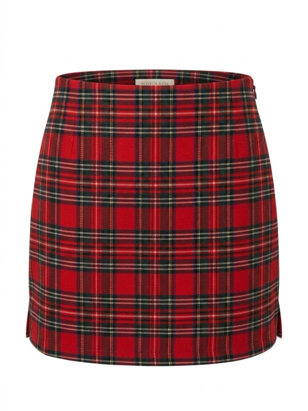 Brandy Melville Cara Red Tartan Plaid Mini Skirt Double Slit One Size